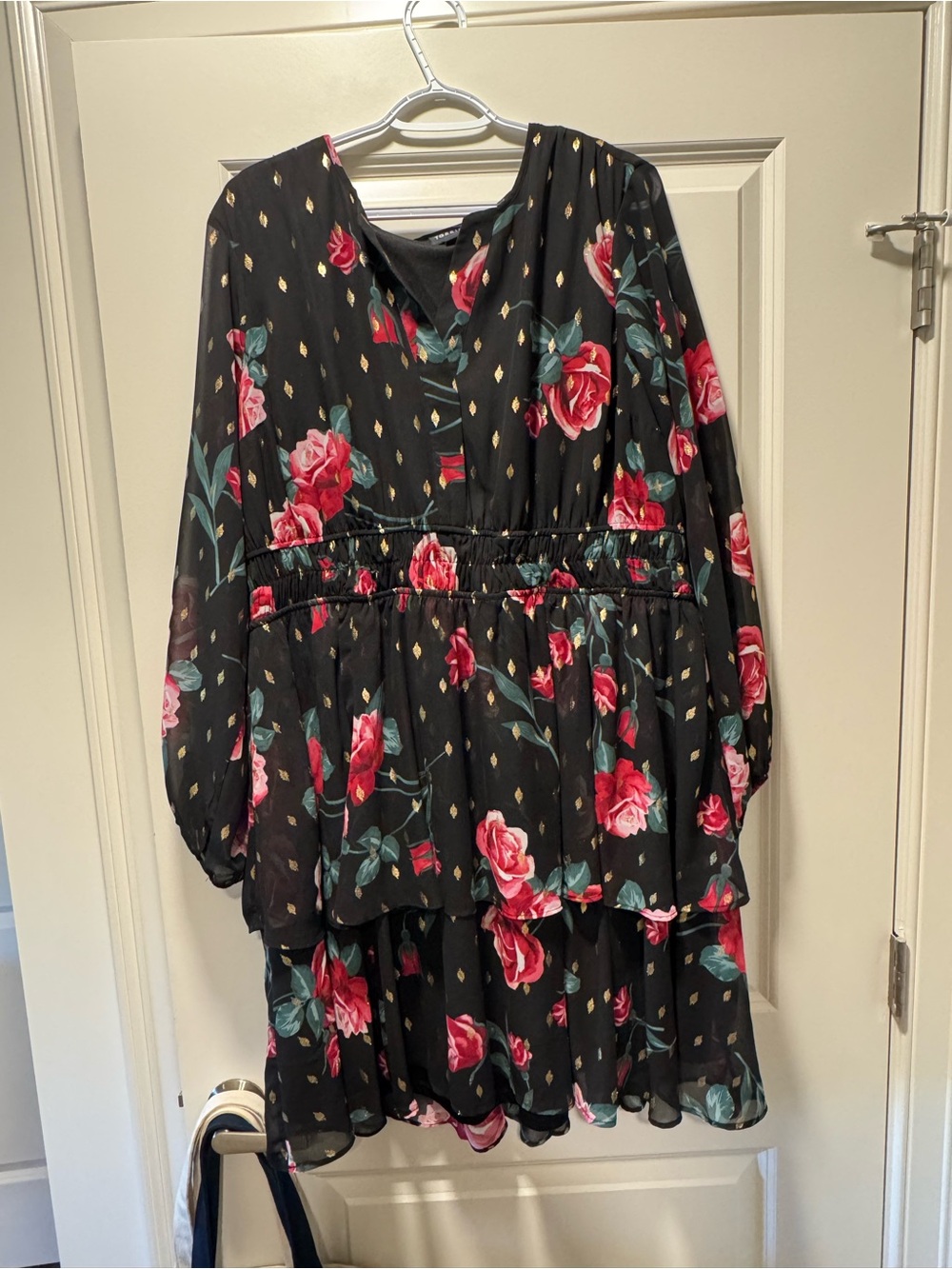 torrid Black Floral Tiered Rose Dress